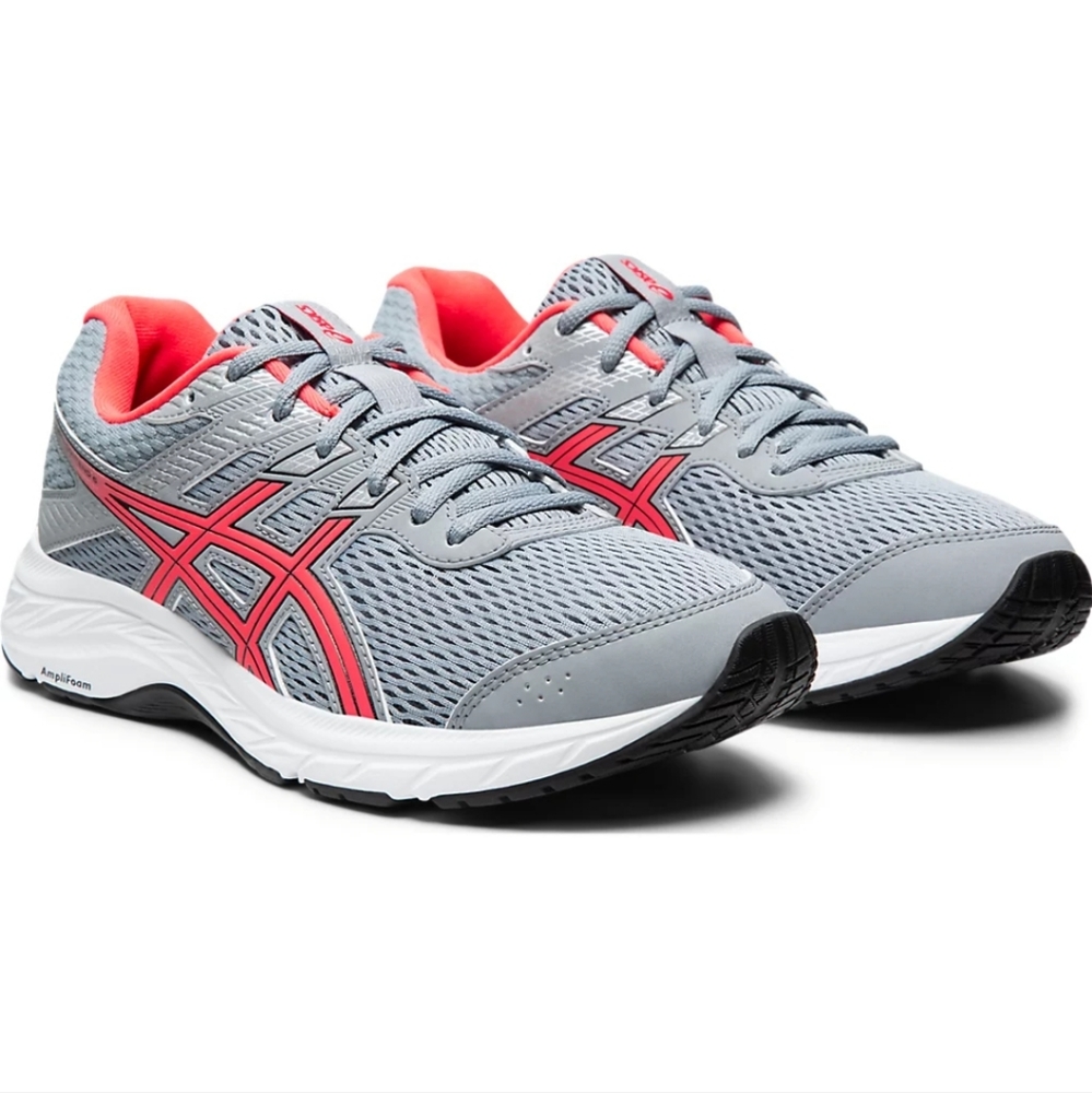 Asics gel-contend 6 Everyday comfort with amplifoam support - gray & neon coral